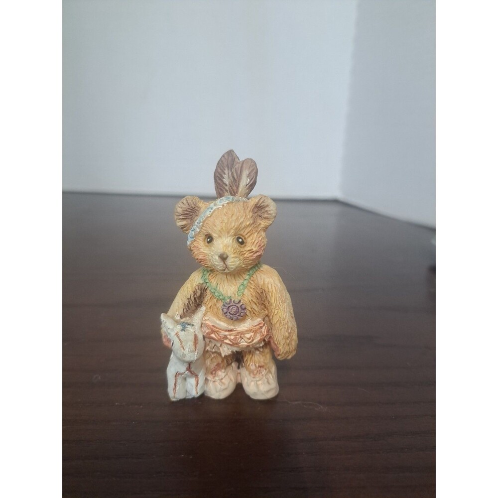 Vintage Teddy Bear With Pony Resin Figurine